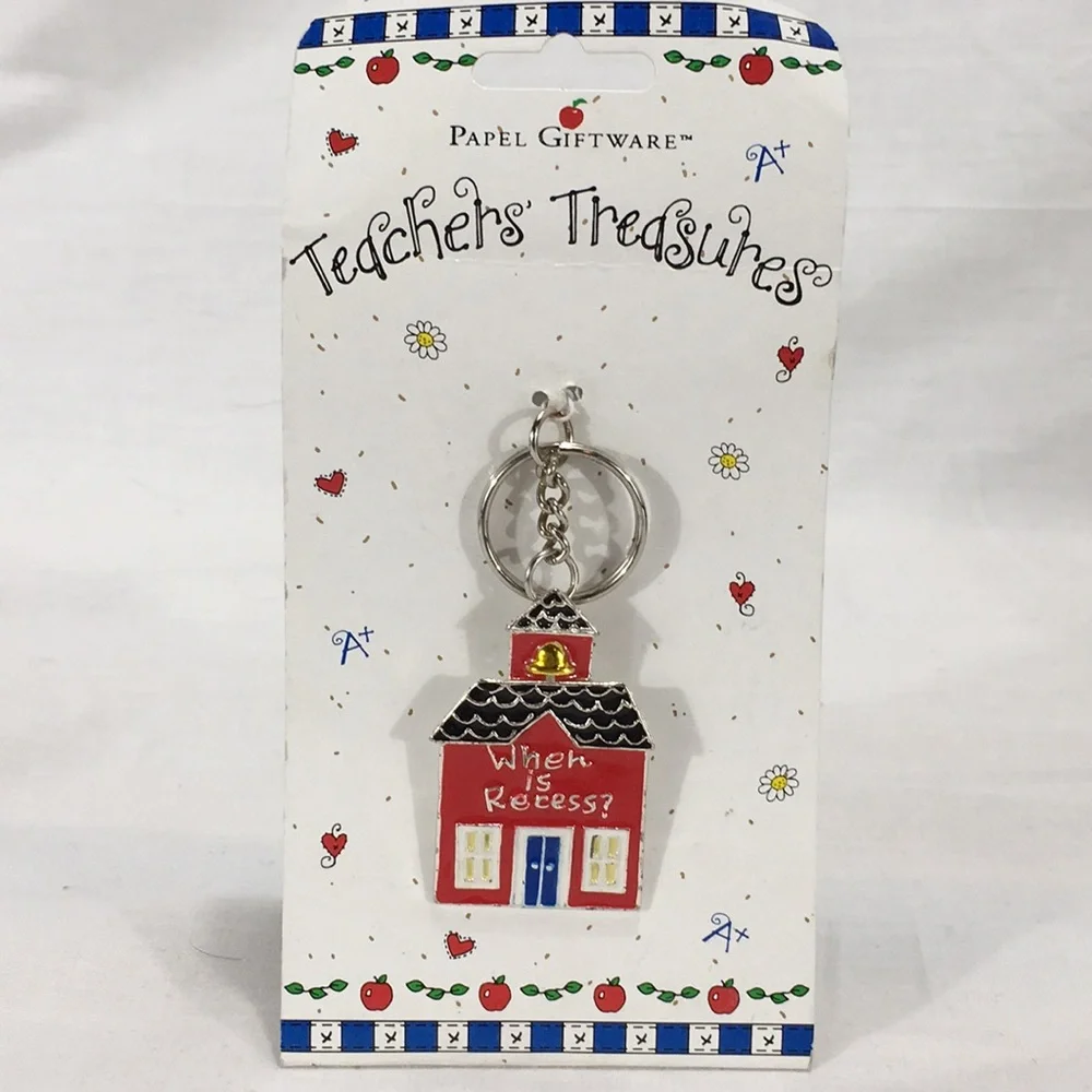 Papel When is Recess? School House Keychain, Red